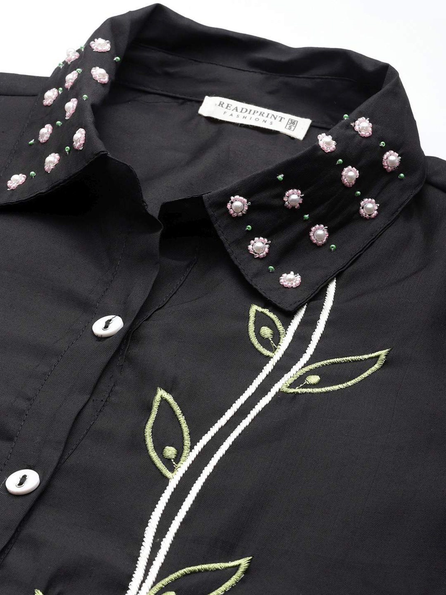 READIPRINT FASHIONS Black Embroidered Shirt Pant Set