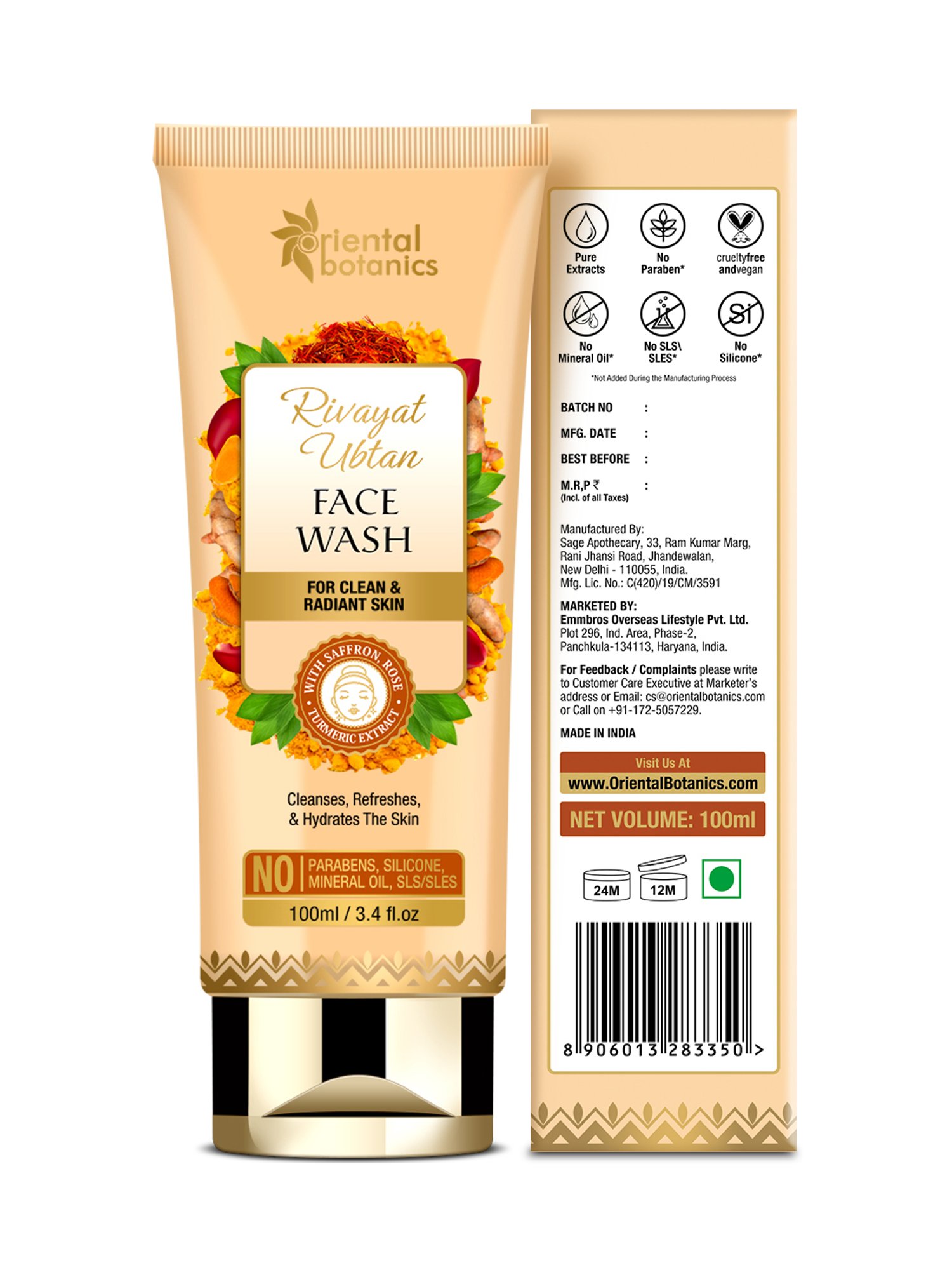 Oriental Botanics Rivayat Ubtan Face Wash - 100 ml