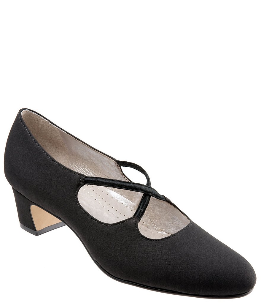 Trotters Jamie Textile Micro Block Heel Pumps