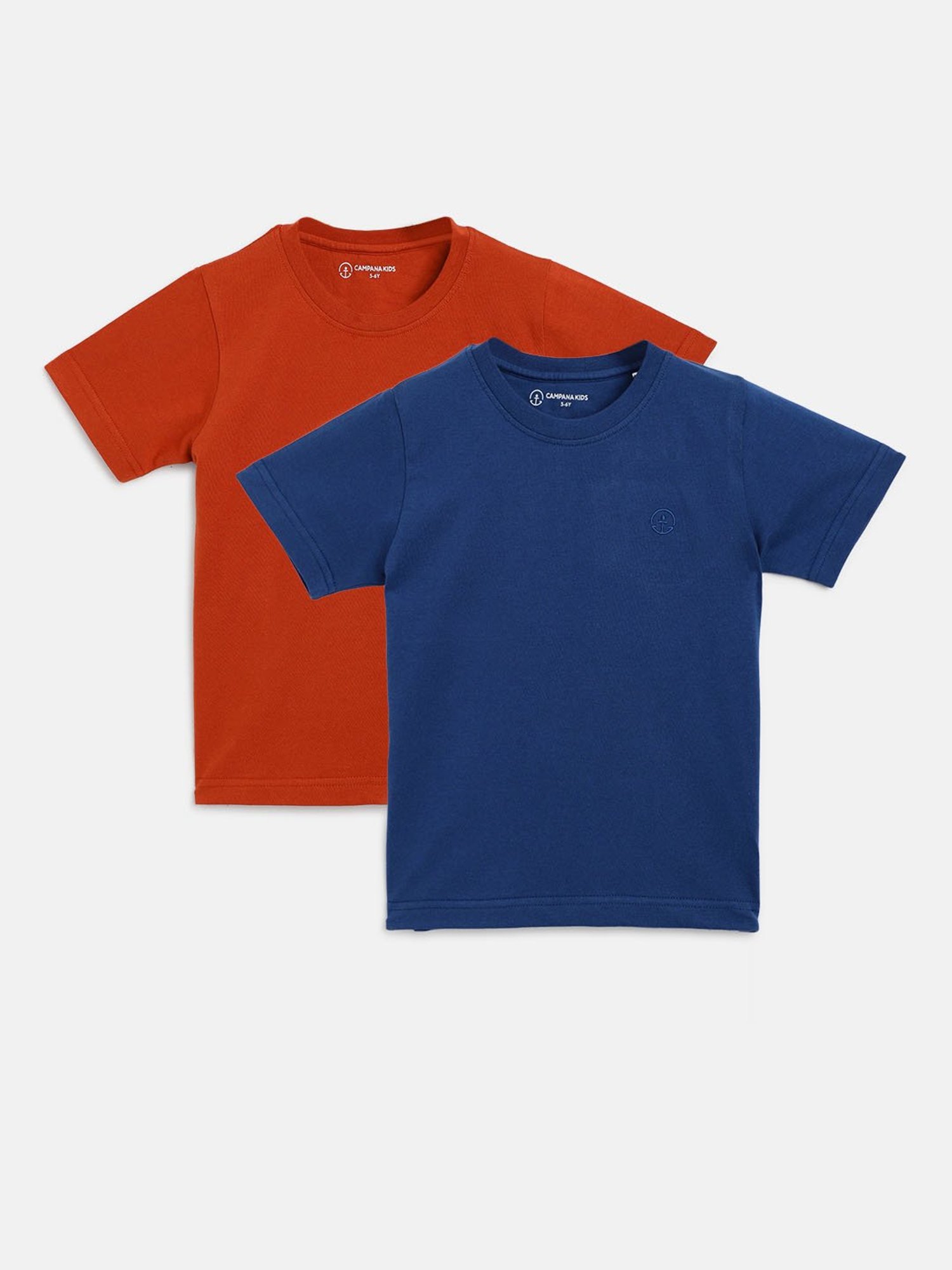 Campana Rust & Blue Solid T-Shirt (Pack Of 2)
