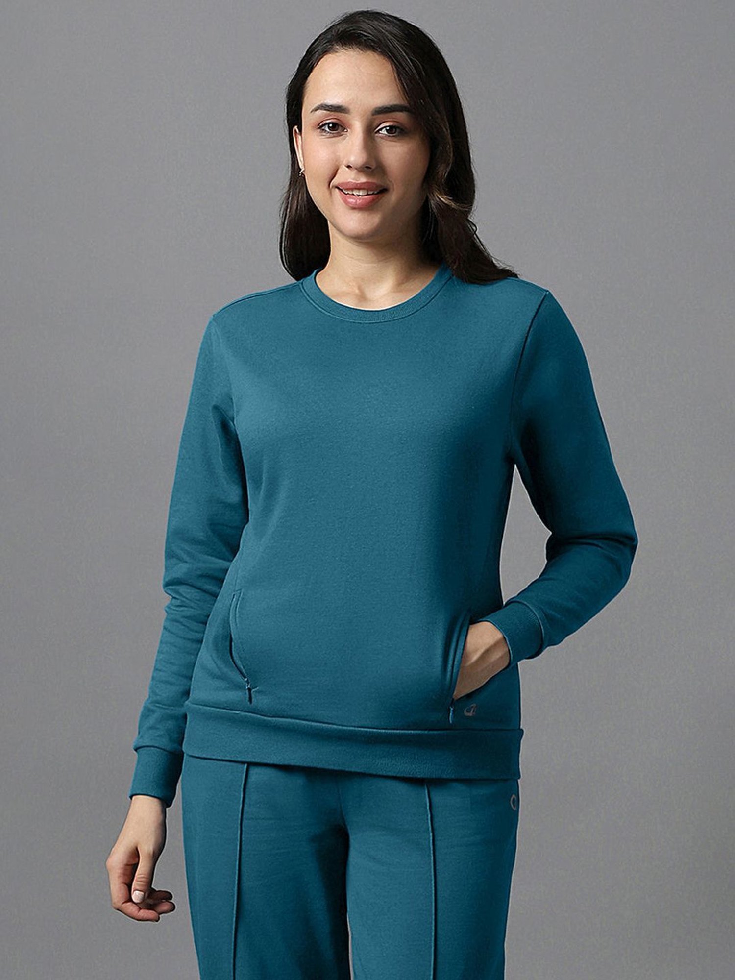 Amante Blue Cotton Sports Sweatshirt