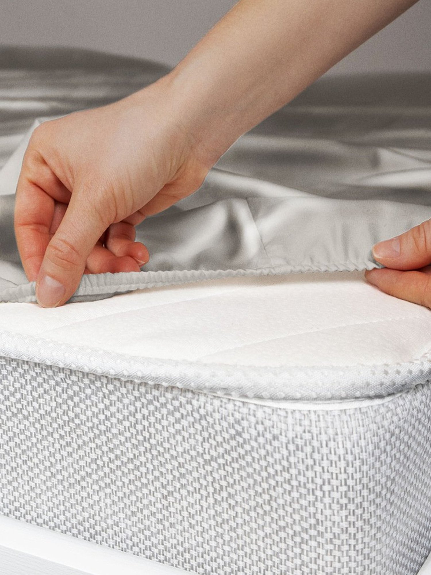 Stoa Paris Grey 300 TC Polyester Single Fitted Sheet with 1 Pillow Cover