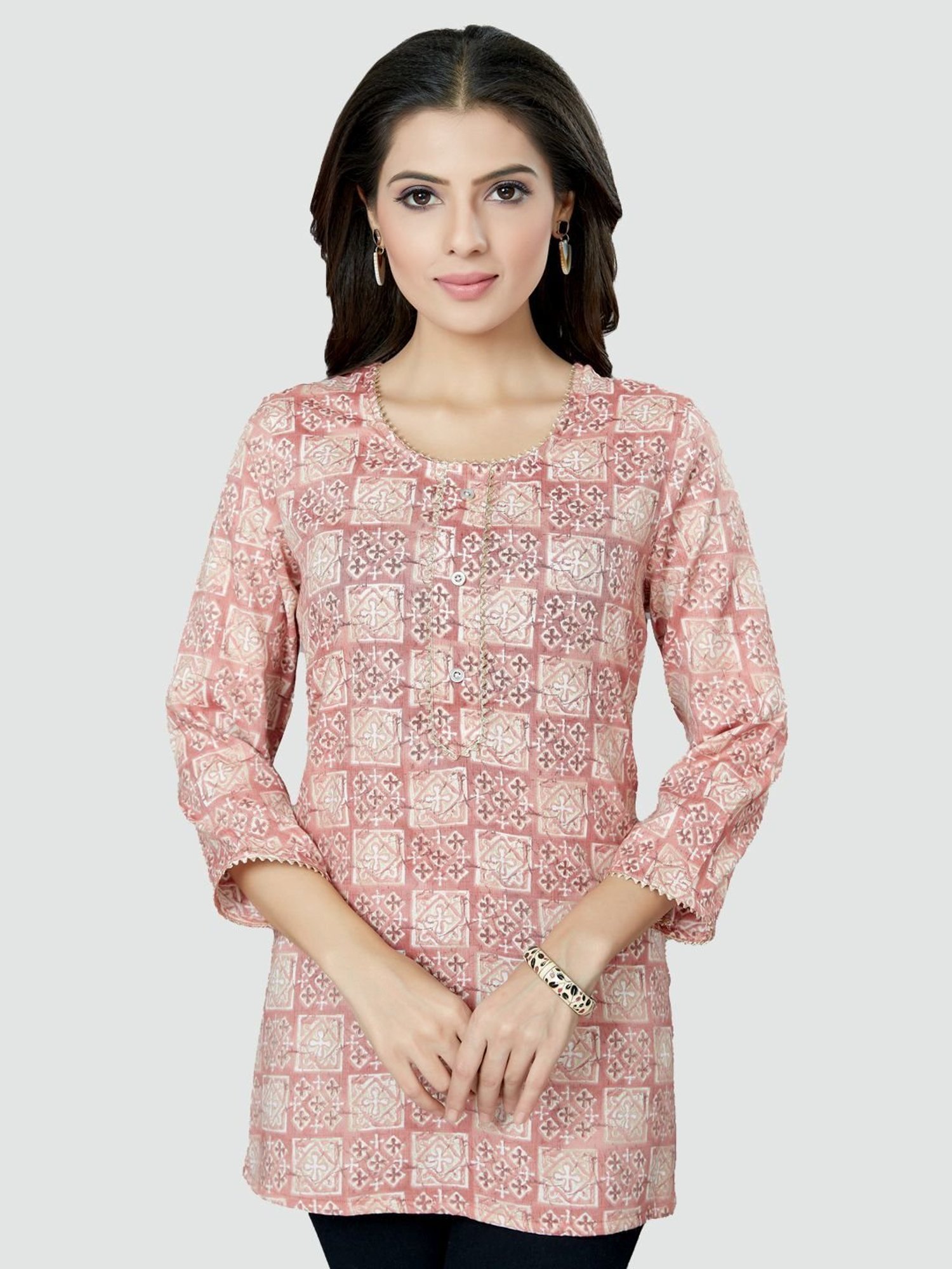 Saree Swarg Pink Printed Tunic