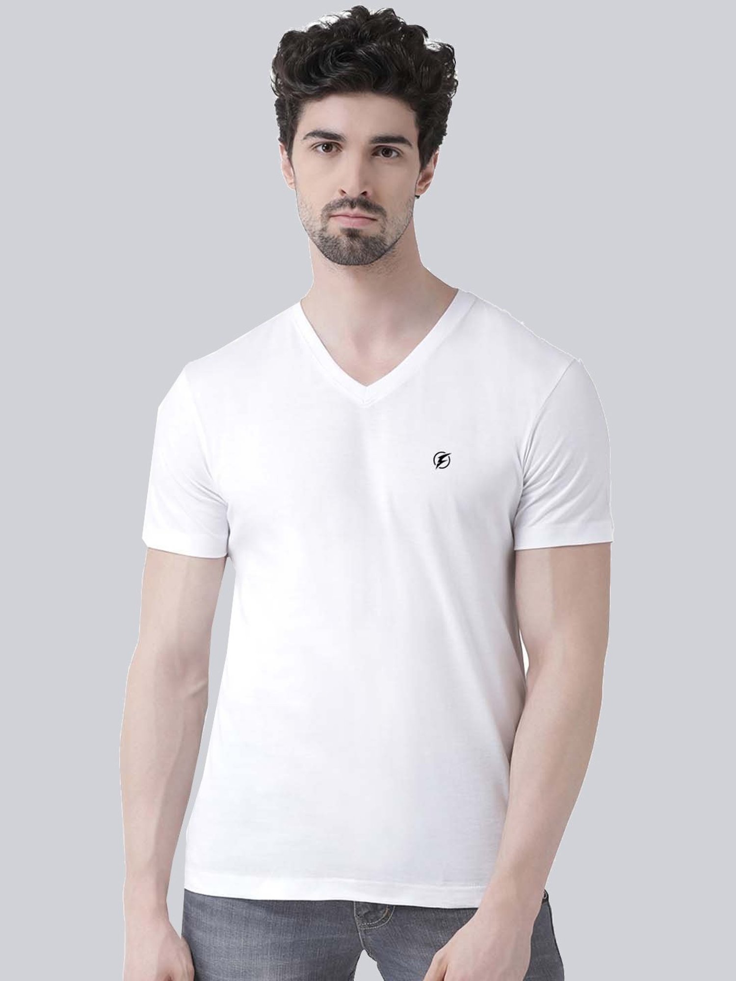 Friskers White & Yellow Cotton Slim Fit T-Shirt