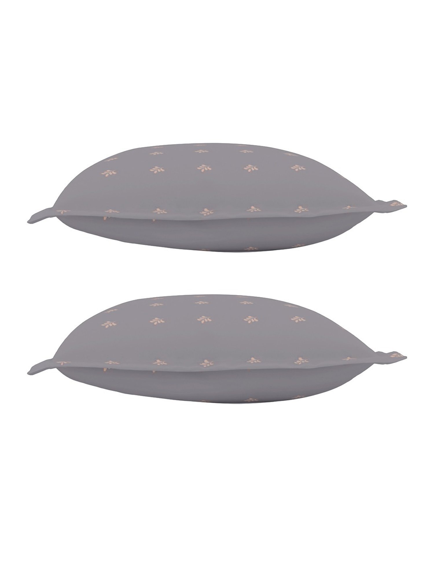 Petal Home Acadia Floral Grey 300 TC Cotton King Sized Pillow Covers - Set of 2