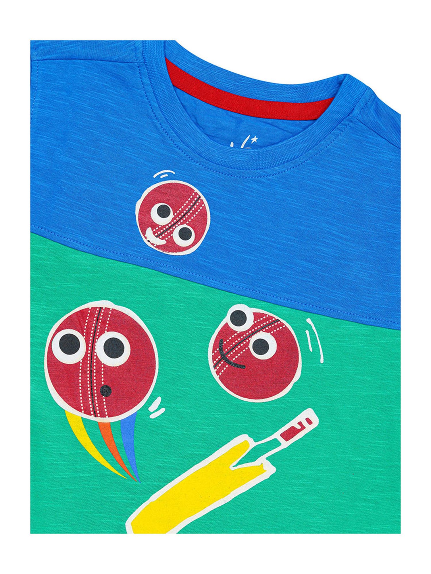 H by Hamleys Boys Blue & Green Color Block T-Shirt