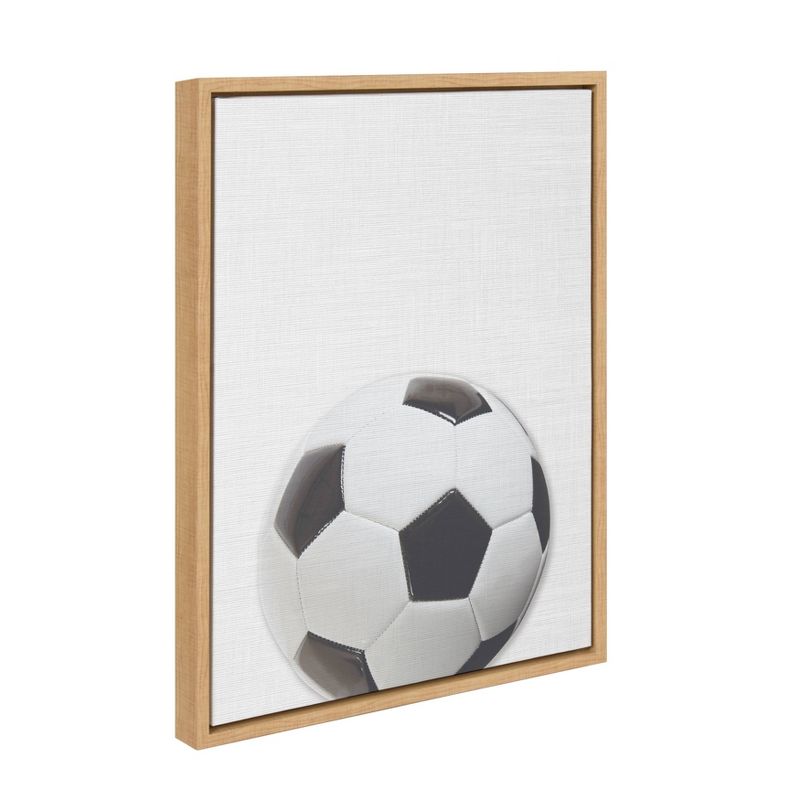 18" x 24" Sylvie Color Soccer Ball Portrait Framed Canvas Natural - DesignOvation