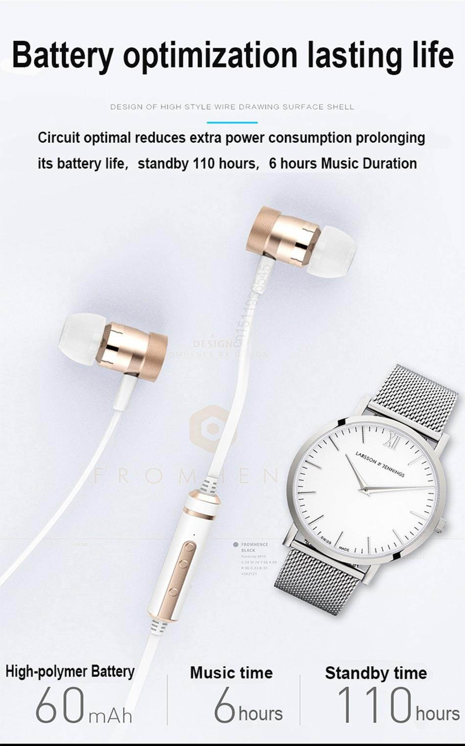 Sound Intone H6 Wireless Bluetooth Sport Earphone Headset with Mic - White Gold - Black gold