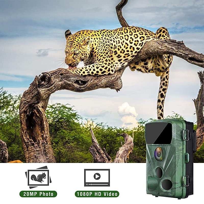 Trail Camera 20MP 1080P Game Cameras with Night Vision 2.4" LCD 130&deg; Detection Motion Activated Waterproof Deer Trap Cam for Hunting and Wildlife Monitoring