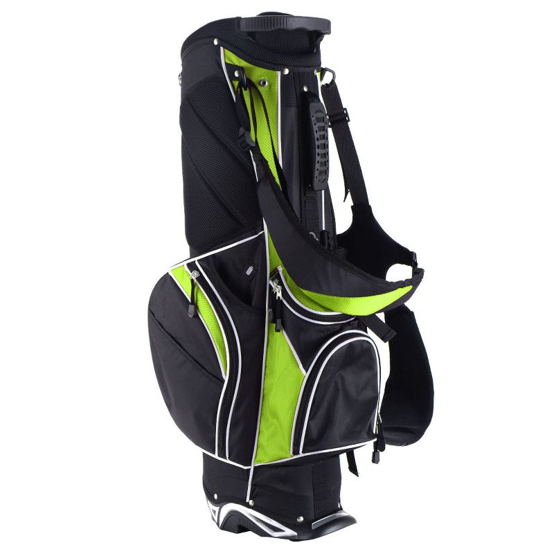 Costway Golf Stand Cart Bag Club w/6 Way Divider Carry Organizer Pockets Storage Green