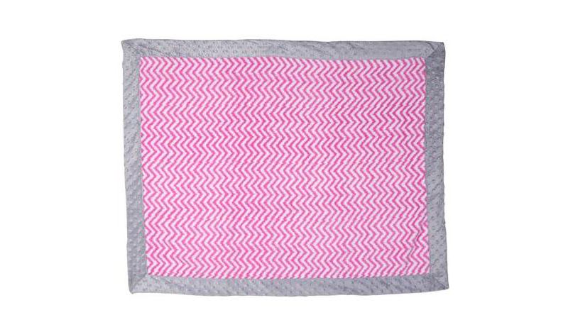 Bacati - Fuchsia Chevron with Solid Border Blanket (Fuchsia Chevron/Grey Border)
