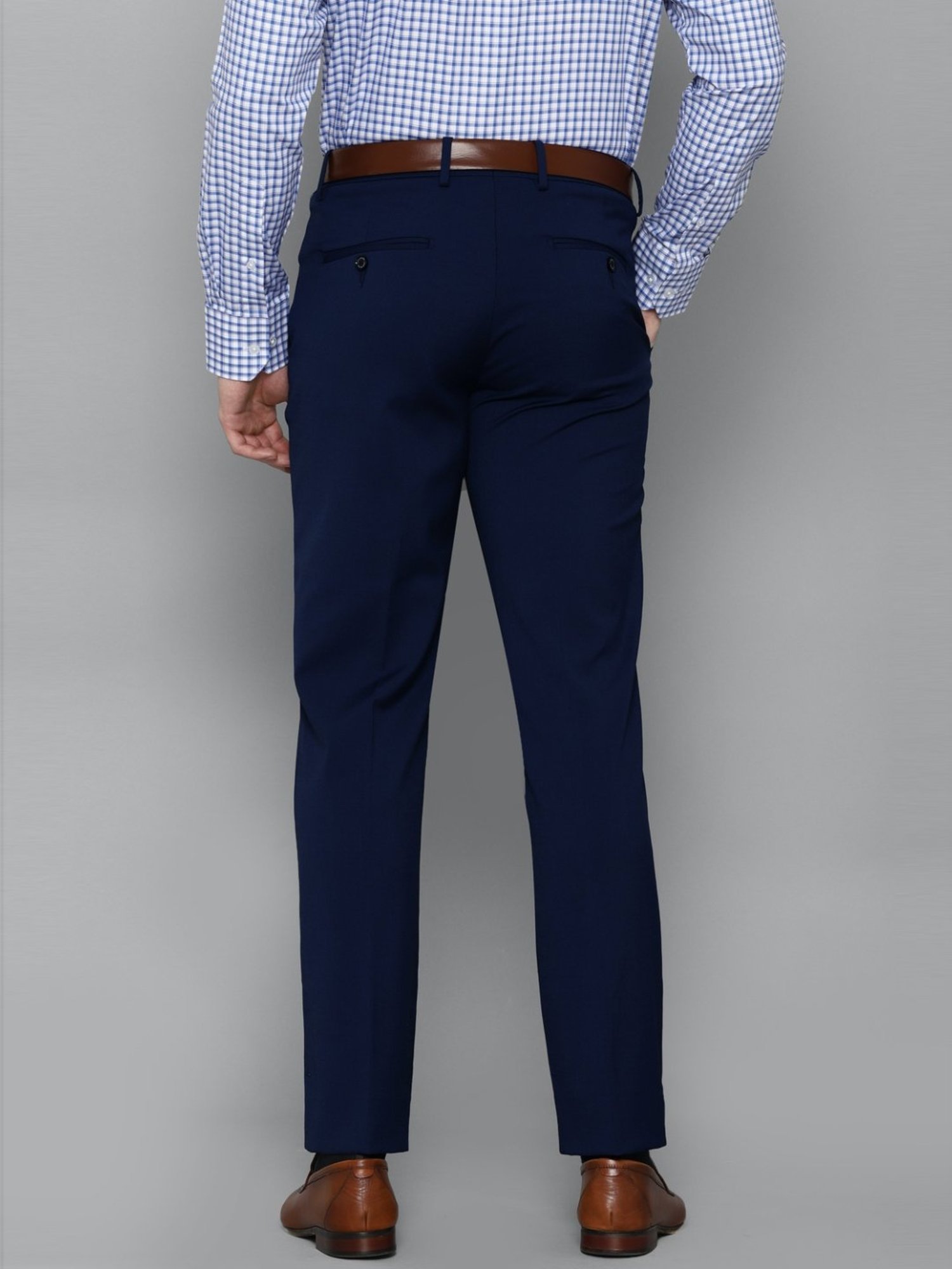 Louis Philippe Permapress Navy Regular Fit Trousers