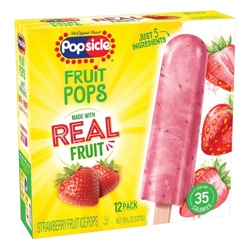 The Original Brand Popsicle Strawberry Fruit Frozen Pops - 12ct/18oz
