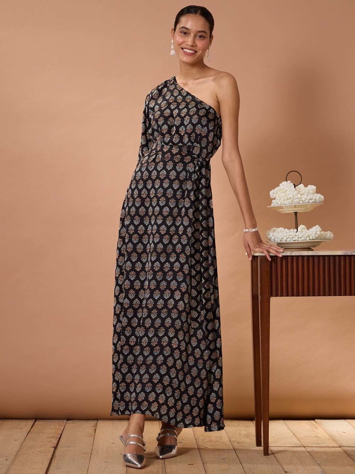 Okhai Black Printed Ethnic Dress