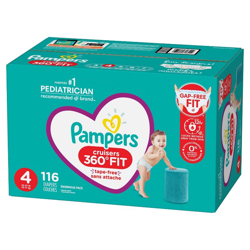 Pampers Cruisers 360 Disposable Diapers Size 4 - 116ct & Pampers Sensitive Baby Wipes - 392ct - Bundle
