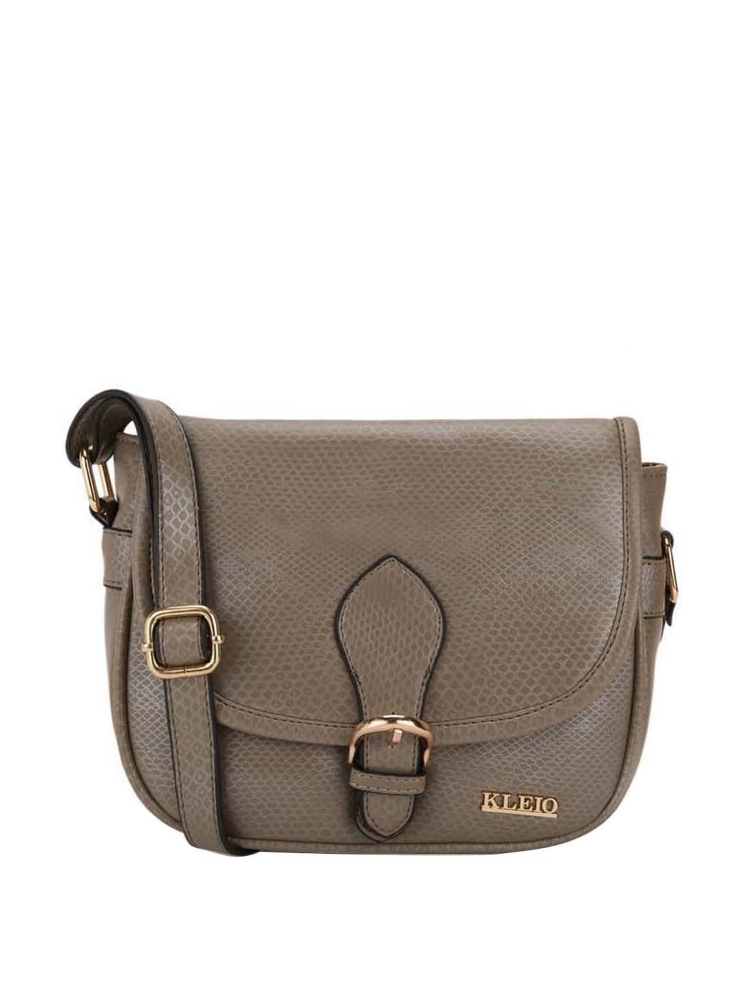 KLEIO Grey Textured Medium Sling Handbag