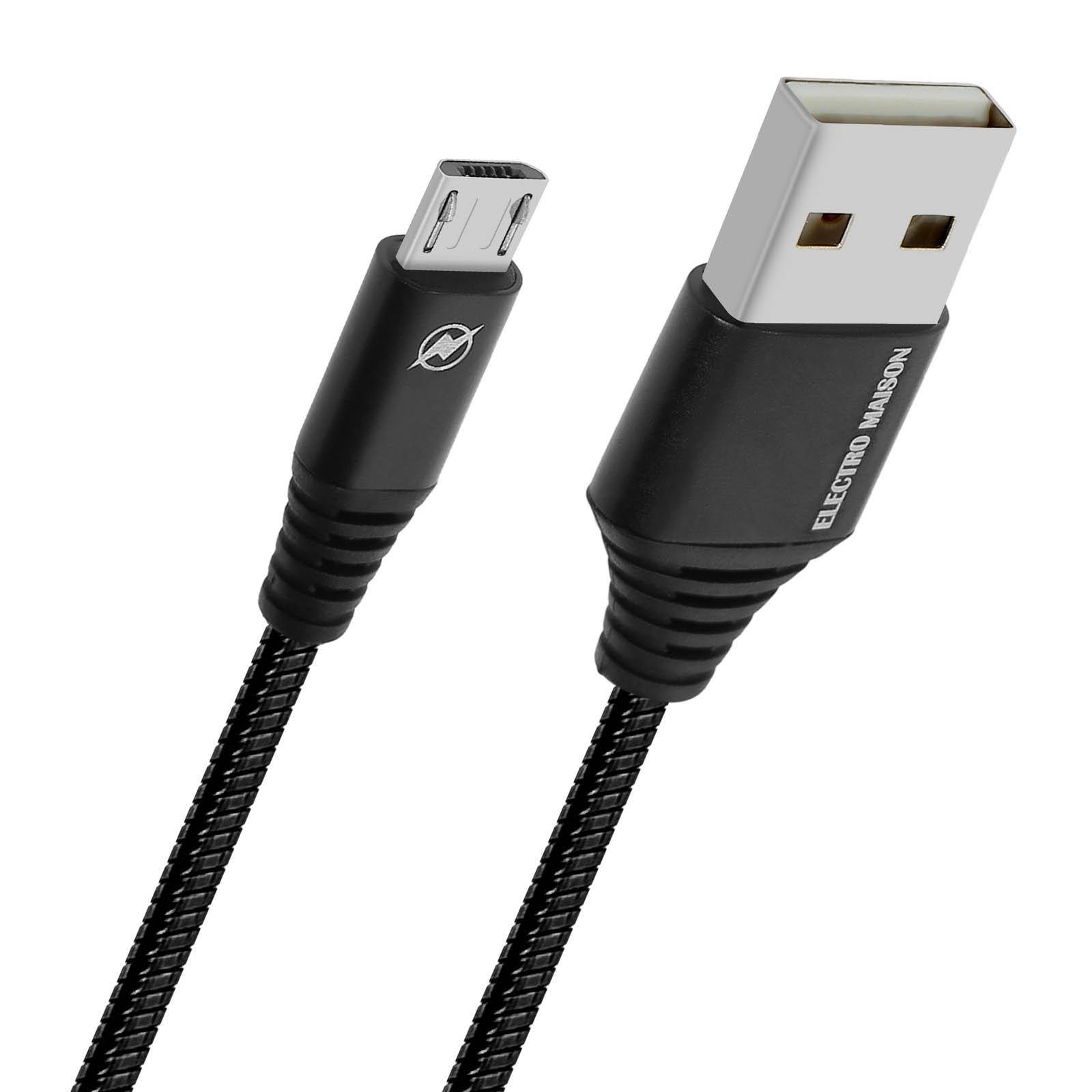 1m Micro-USB to USB cable for smartphones and tablets, Charge/Sync - Black