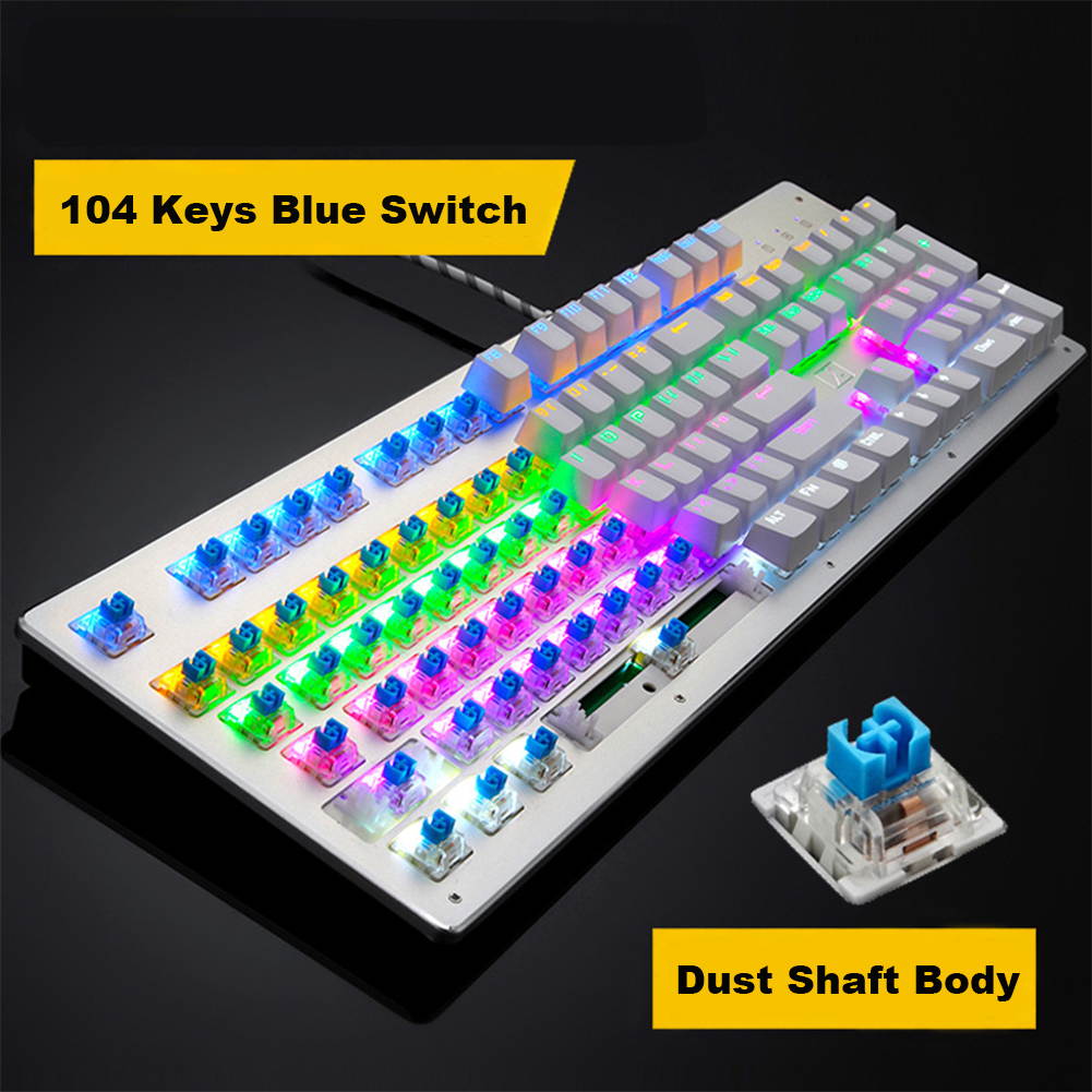 UrChoiceLtd&reg; 2017 Technology X9 Multimedia Mechanical Keyboard Ergonomic Usb Wired Gamer Gaming Keyboard with 104 Keys Mixed LED Backlit Blue Switch For PC Laptop Computer