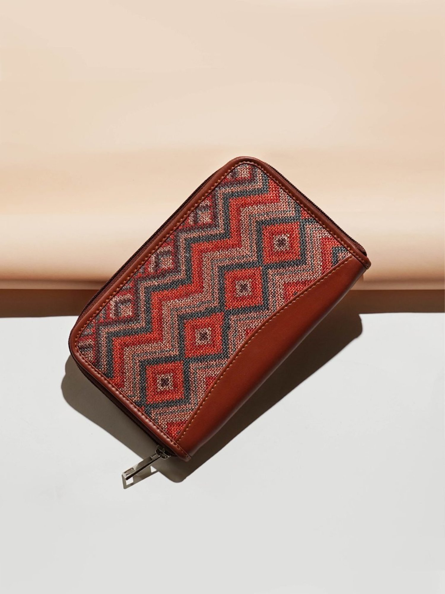 ZOUK Red Printed Zip around Wallet for Women
