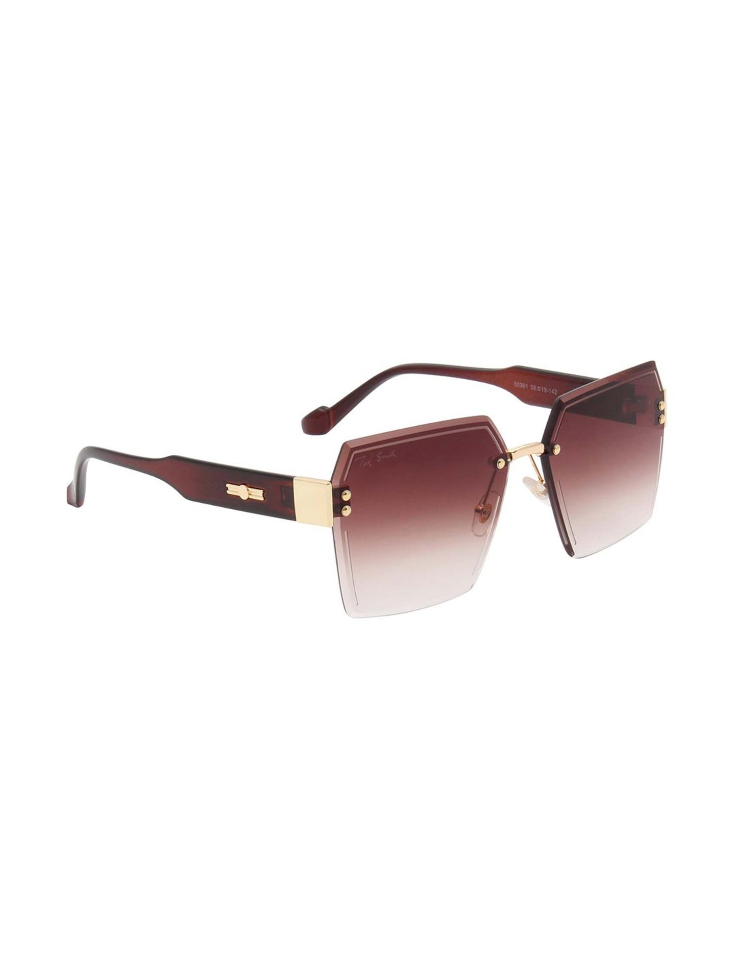 Ted Smith Brown Square UV Protection Unisex Sunglasses