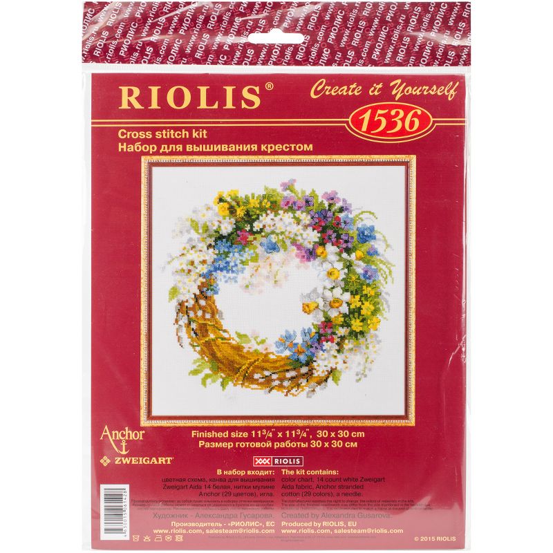 RIOLIS Counted Cross Stitch Kit 11.75"X11.75"-Wreath With Bird Cherry (14 Count)