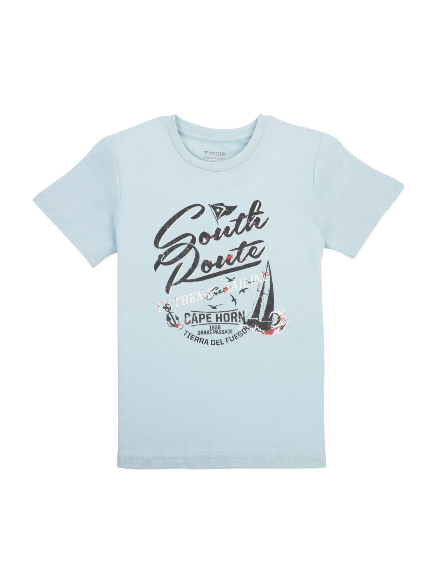 Proteens Kids Sky Blue Cotton Printed T-Shirt