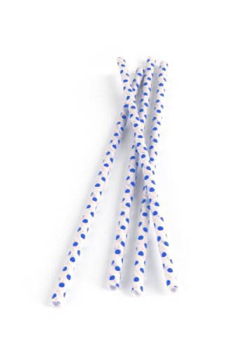 KIKKERLAND Kikkerland Biodegradable Paper Straws, Blue Polka Dots, Box of 144