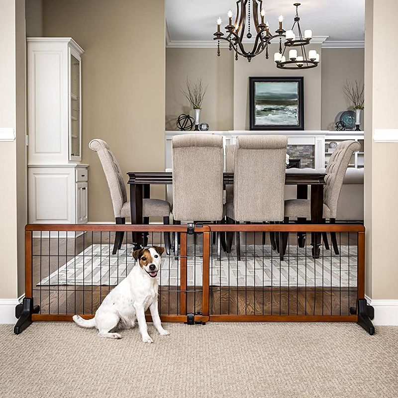 Carlson Pet Products 20 Inch Tall Adjustable Freestanding Home Indoor Pet/Baby Gate to Expands Up to 70 Inches Wide, Wood