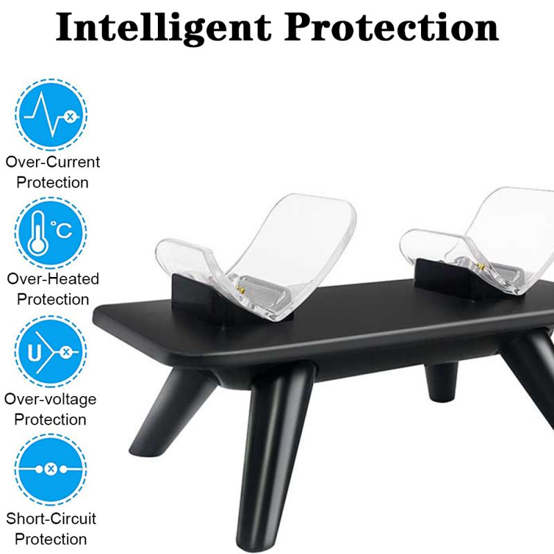 PS5 Controller Charger, Dualsense Charger PS5, Fast Dual Charging Station Stand Dock with Fashion Blue LED Projection Light for Sony Playstation 5 Dual Sense Controllers