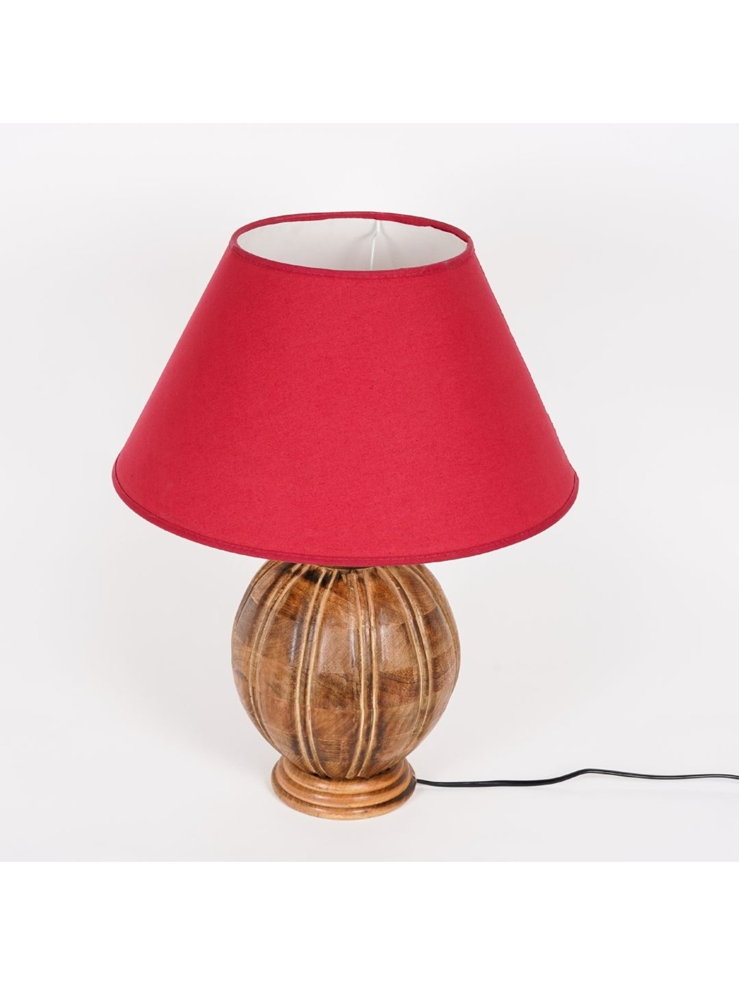 Kapoor Lamp Shades Natural Wood & Red Wood Astros Carved Cotton Shade Table Lamp