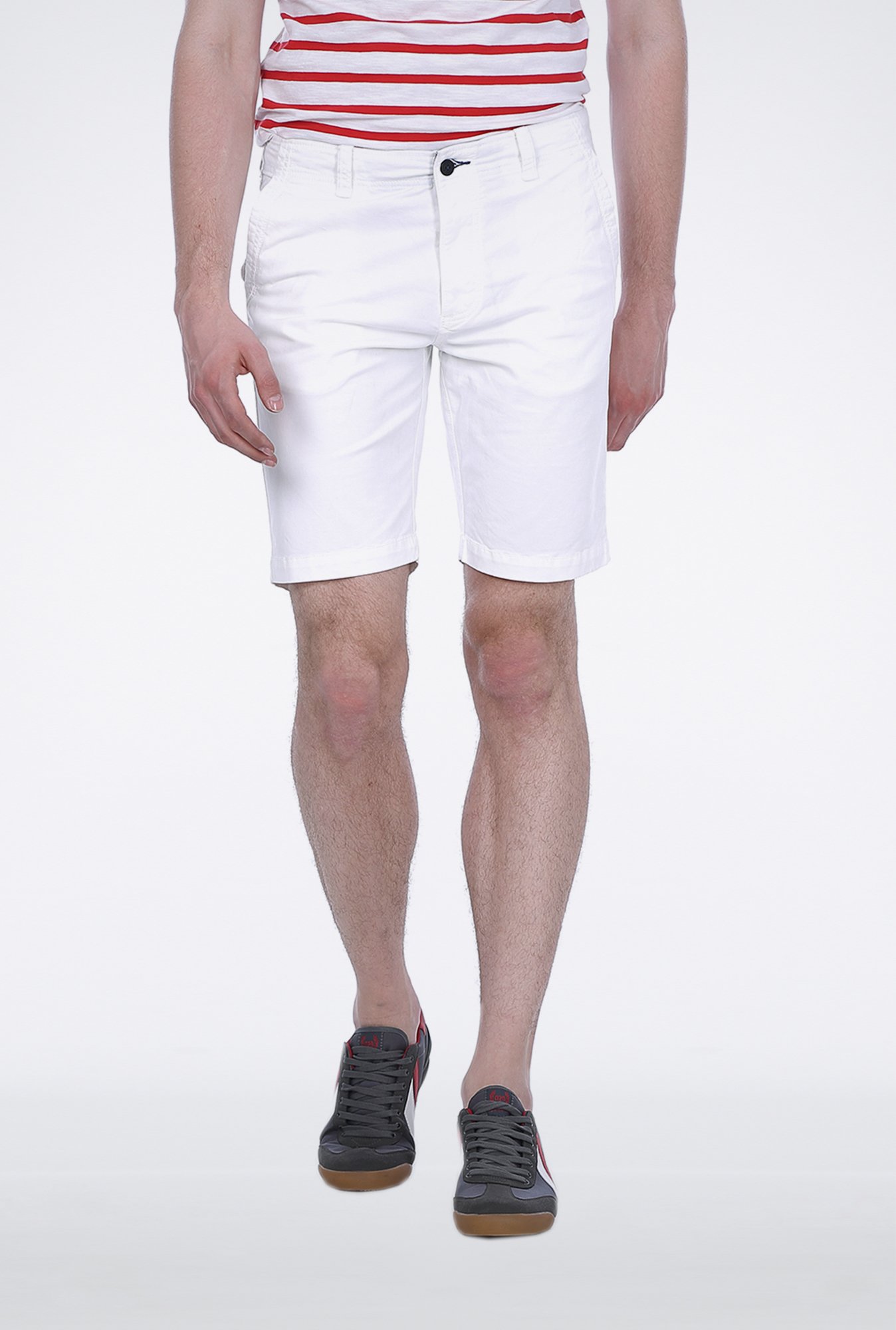 Basics White Knee Length Shorts