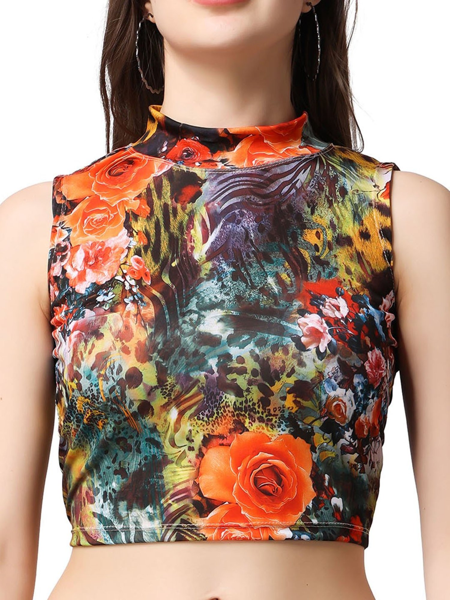 Cation Multicolor Printed Crop Top