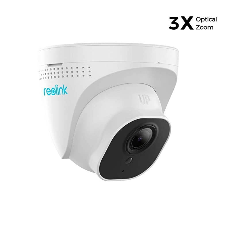5MP PoE Turret Security Camera Super HD 3X Optical Zoom IP66 Waterproof with Builtin Micro SD Card Slot Outdoor Indoor Camera Ceiling Mount 100ft IR Night Vision AudioCan not Pan RLC522