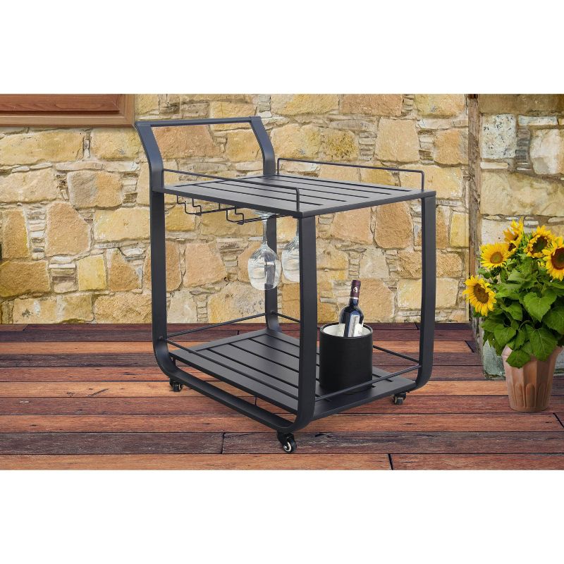 Slat Top Serving Cart - Gray - Apollo Outdoor