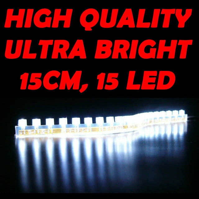 WHITE 15 LED Flexible Strip Motorcycle/Car/Boat Light/Street Bike/Cabin/Marine