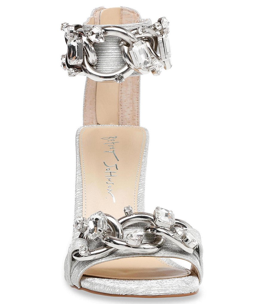 Blue by Betsey Johnson Moera Metallic Rhinestone Chain Ankle Strap Dress Sandals