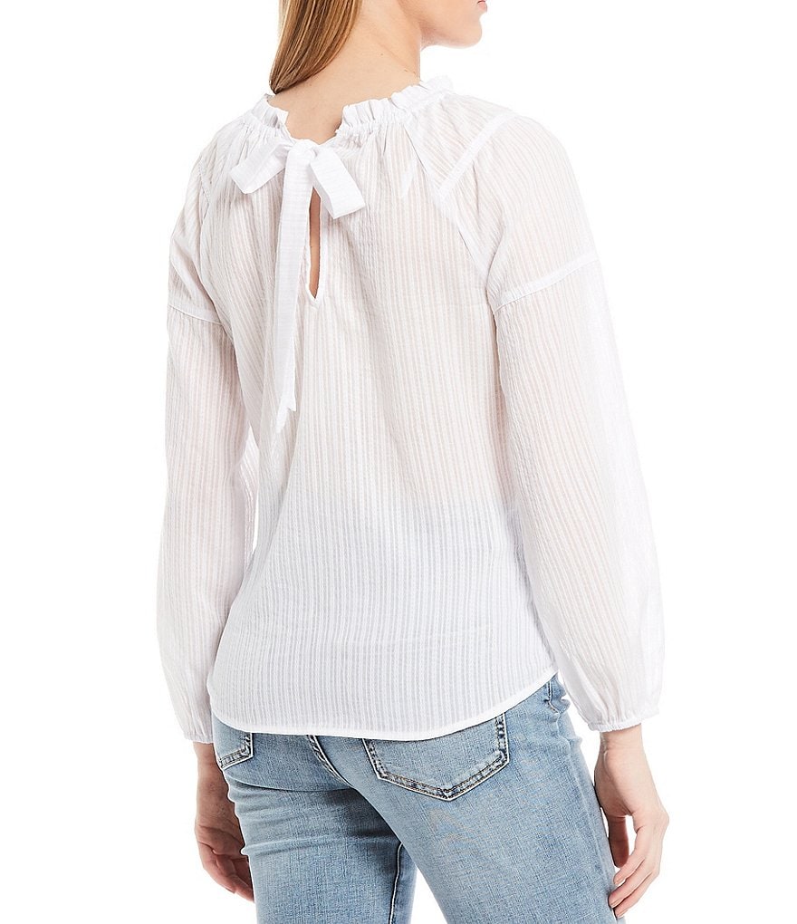 BB Dakota by Steve Madden Up to Here Puff Elbow Sleeve Mock Neck Smocked Top