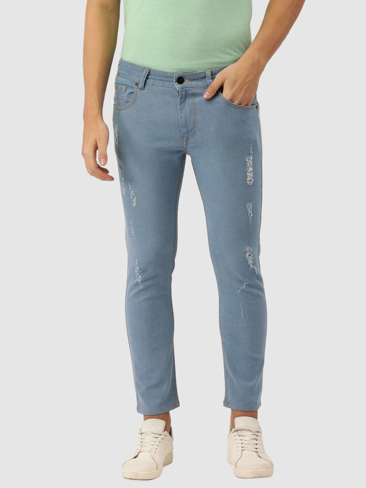 IVOC Blue Skinny Fit Distressed Jeans