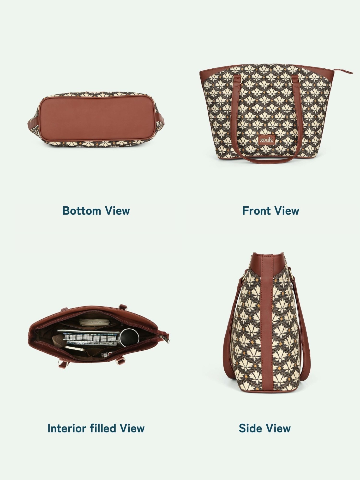 ZOUK Bidri Kaiser Printed Tote Handbag