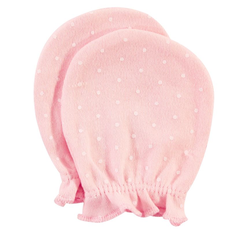 Hudson Baby Infant Girl Cotton Scratch Mittens, Pink Safari, 0-6 Months