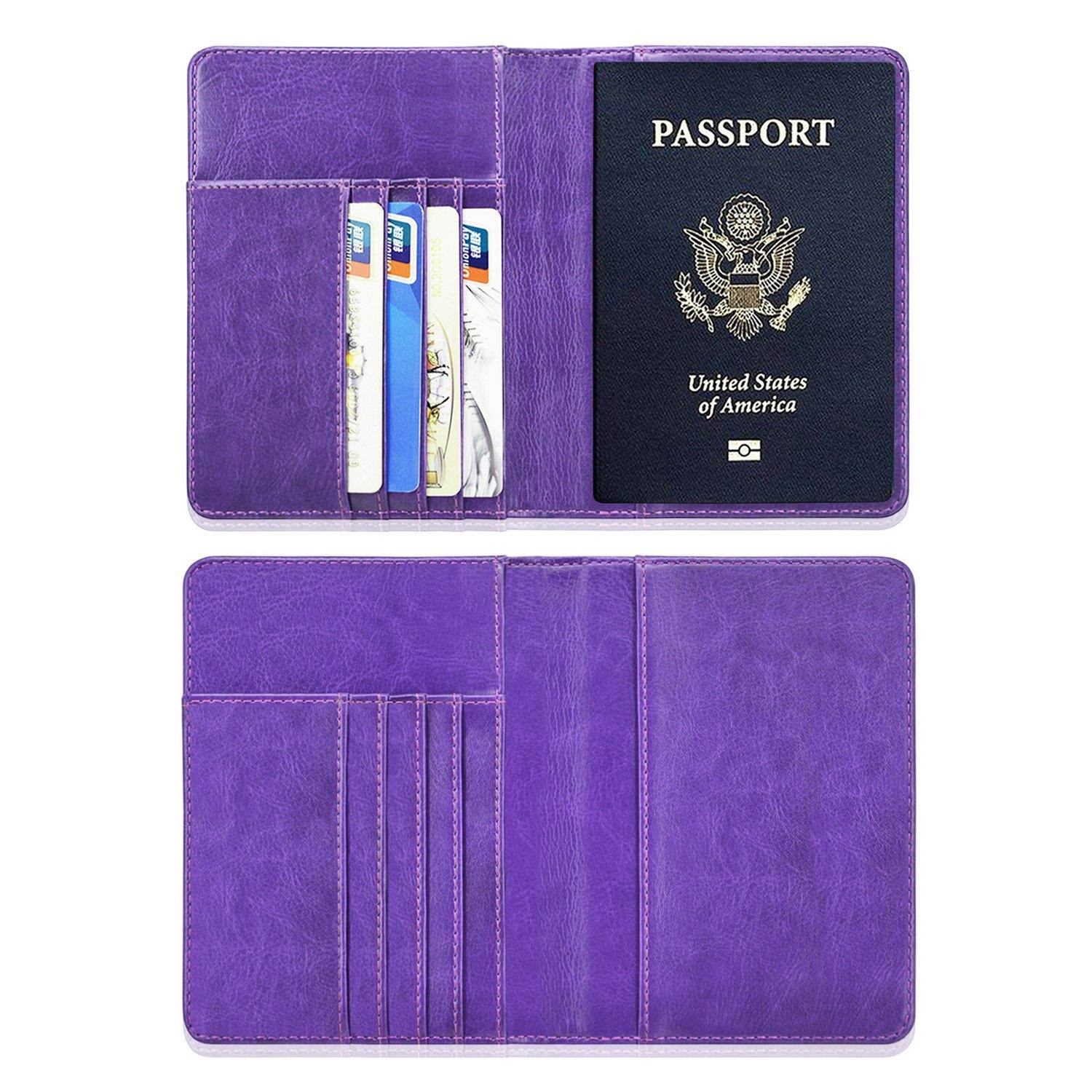 Passport Holder Case, ACdream Protective Premium PU Leather RFID Blocking Wallet Case for Passport, (Vintage-Purple)