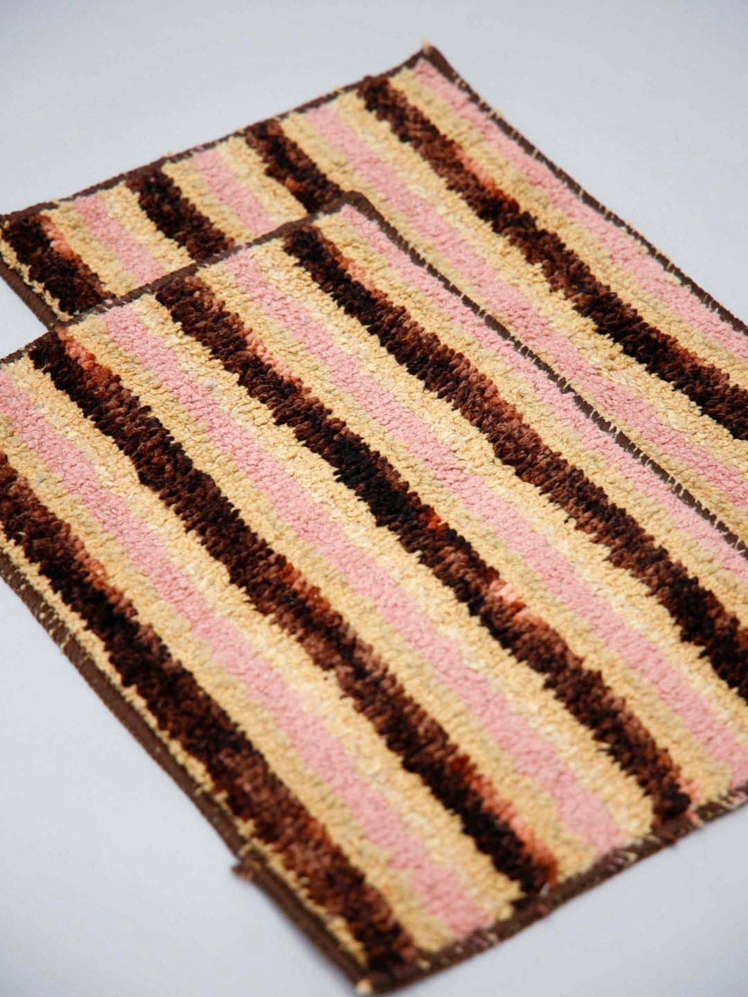 Ariana Beige & Brown Microfibre 1600 GSM Small Anti-Skid Supersoft Bath Mat - Set of 2