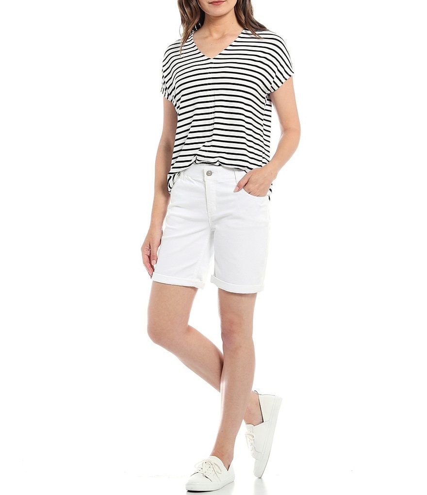 Gibson & Latimer Perfect Fit Roll Cuff Twill Bermuda Shorts