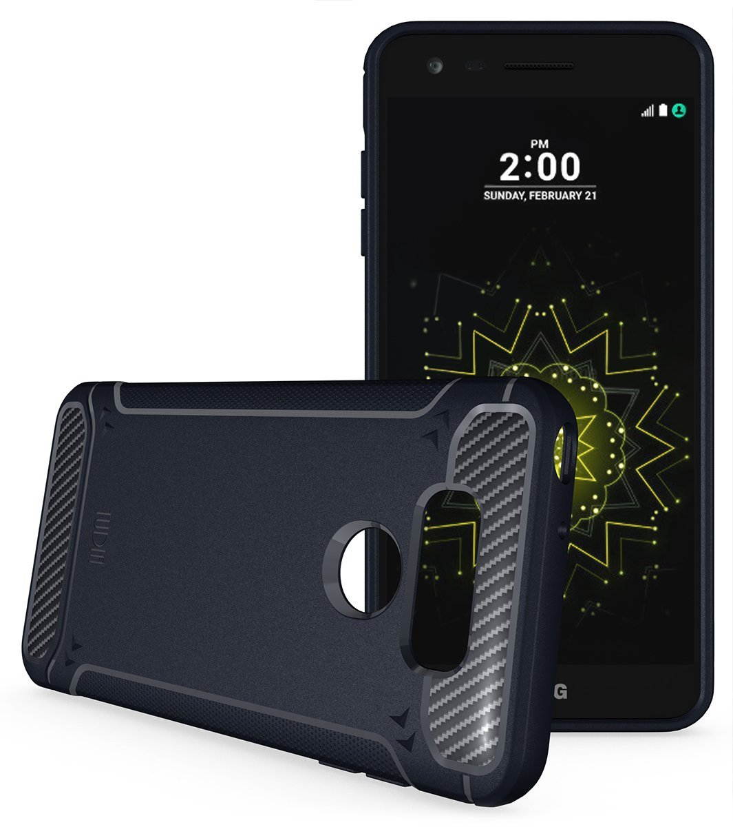 TUDIA Carbon Fiber Design Lightweight [TAMM] TPU Bumper Shock Absorption Case for LG G6 (Black)