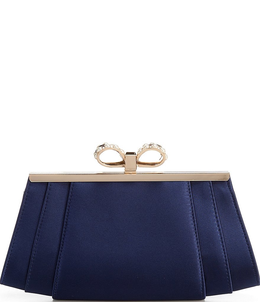 Kate Landry Pearl Top Bow Frame Clutch Bag