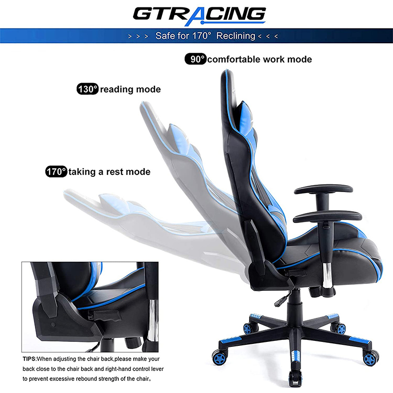 GTRACING Gaming Chair Racing Office Computer Game Chair Ergonomic Backrest and Seat Height Adjustment with Pillows Recliner Swivel Rocker Headrest and Lumbar Tilt E-Sports Chair (Black/Red)