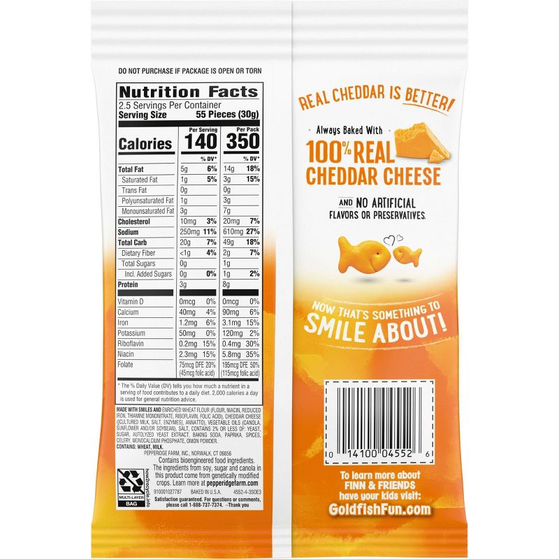 Pepperidge Farm Goldfish Cheddar Crackers, 2.65oz Snack Pack