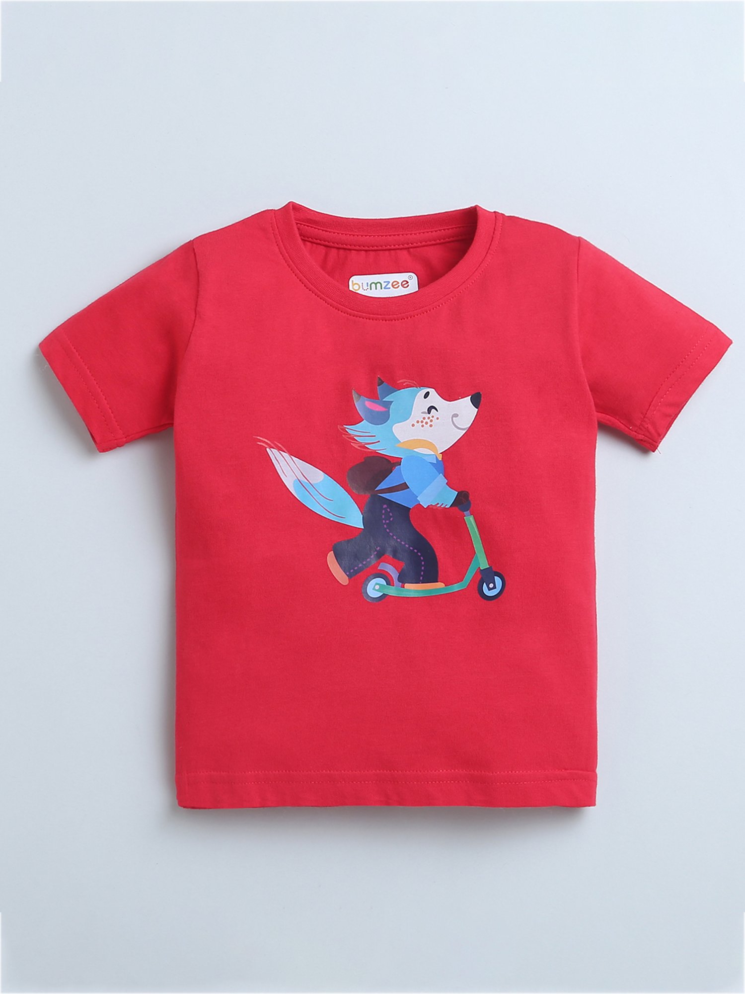 Bumzee Kids Blue & Red Printed T-Shirt (Pack Of 2)