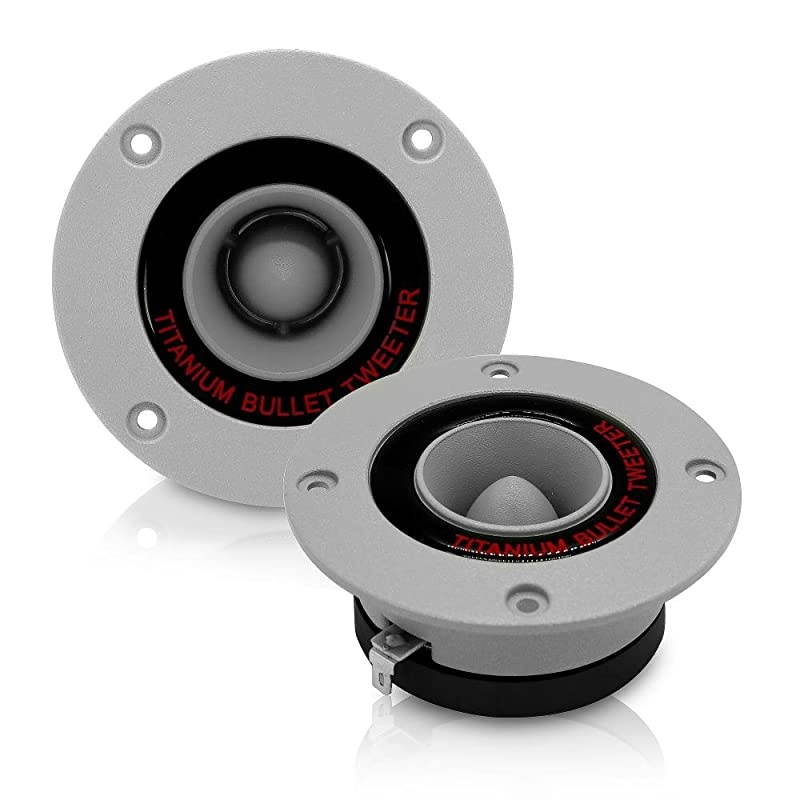 3.25" Car Audio Speaker Tweeter - 300 Watt High Power Aluminum Bullet Horn with 1 Inch Super Titanium Tweeters, 2 kHz - 25 kHz Frequency, 96 dB, 4 Ohm, Heavy Duty 30 oz. Magnet -  TW18 (Pair)