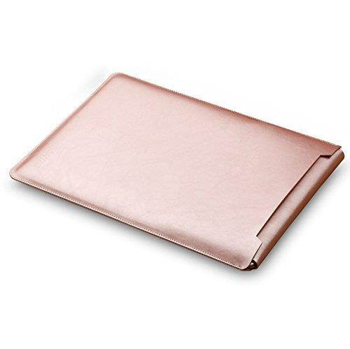 LAPOND Waterproof Real Leather Sleeve Case For 11.6 Inches MacBook Air,Laptop Case Bag with Mouse Pad (Rose gold)